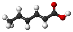 Sorbic acid (ball-and-stick model)