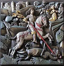15th-century Gothic relief: Saint George and the Dragon