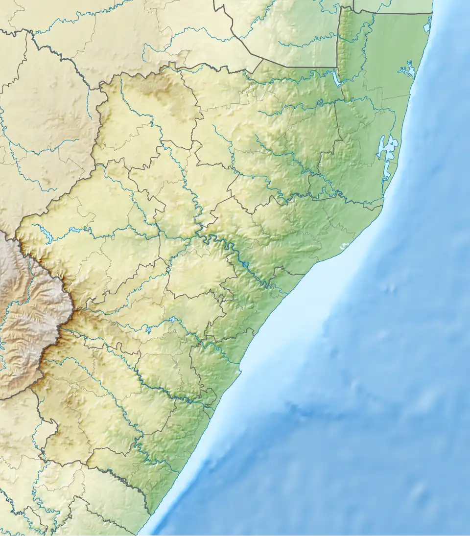 Map showing the location of Ithala Game Reserve