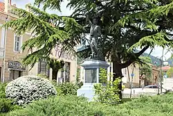 The Monument to the Liberators of Vranje (1903) commemorating Liberation of Vranje. It was damaged twice, by Bulgarian occupiers in WWI and WWII.[7] It was left damaged on purpose.