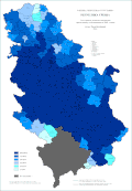 Share of Serbian speakers in Serbia by municipalities 2011.