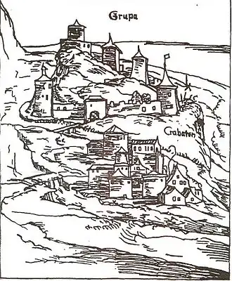 Drawing of Bosanska Krupa during the Middle Ages