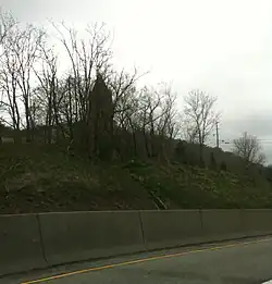 Stairs from the turnpike to a church