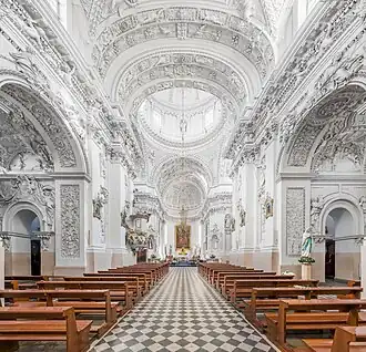 Interior of a large Baroque church