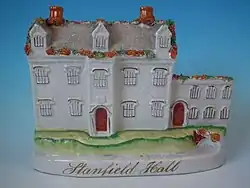 Staffordshire 'Stanfield Hall' figure, key location in famously popular murder case. Circa 1860.