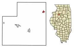 Location of Bradford in Stark County, Illinois.