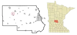 Location of Meire Grove within Stearns County, Minnesota