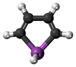 Ball-and-stick model of the stibole molecule