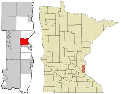Location of the city of Stillwater within Washington County, Minnesota