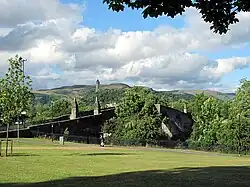 Stirling Bridge from the south bank of the River Forth with the Wallace Monument in the background