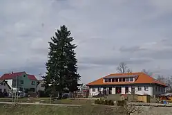 Centre of Strážkovice with the municipal office