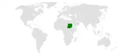 Map indicating locations of Sudan and United Arab Emirates