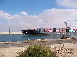 Container ship transiting the Suez Canal