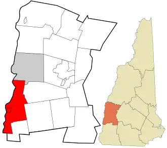 Location in Sullivan County and the state of New Hampshire