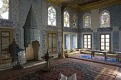 The tiled interior of the Hünkâr Kasrı (sultan's pavilion) at the New Mosque, Istanbul (circa 1663)