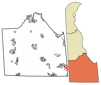 Location of South Bethany in Sussex County, Delaware.