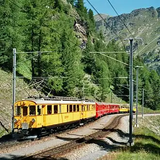ABe 4/4 I 30 and 34 below Alp Grüm