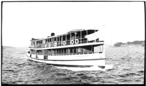 Kookooburra, early in her career with short funnel and awnings to protect passengers from soot.