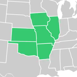 Symphyotrichum parviceps native distribution: US — Arkansas, Illinois, Iowa, Kansas, Missouri, and Oklahoma