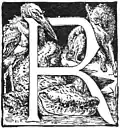 Illustration for a chapter capital in the 1895 edition of The Two Jungle Books (1895), a compilation of The Jungle Book and The Second Jungle Book, both by his son, Rudyard Kipling.