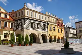 Market Square with historic and colourful tenements