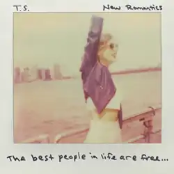 Cover artwork of "New Romantics", a polaroid photo of Swift standing on a ferry against the NYC skyline