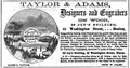 Ad for Taylor & Adams, 1861