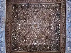 The enormous wooden ceiling of the Salón de Embajadores (the Nasrid throne room) at the Alhambra in Granada, Spain (14th century)