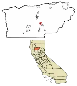 Location of Gerber in Tehama County, California.