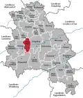 Location of Teisbach within the former Landkreis Dingolfing
