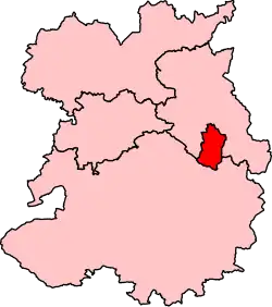 Map showing the location of the Telford constituency in Shropshire under the boundaries created by the 2023 boundary review and first used at the 2024 general election.