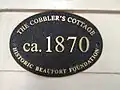 ca 1870 Historic Beaufort Foundation plaque for The Cobbler's Cottage