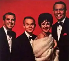 Cover art for The two sides of the J's with Jamie (1963) depicting, from left-to-right, Joe Silvia, Don Shelton, Jamie Silvia, and Len Dresslar.