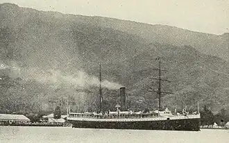 SS Mariposa leaving the harbor of Papeete, French Polynesia, November 13, 1903