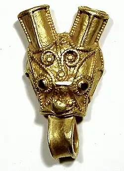 The Sutton-on-the-Forest Mount from North Yorkshire. An unusual strap mount in the form of an animal head