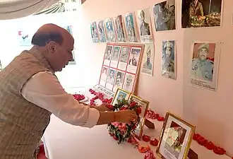 Union Home Minister paying tributes to the fallen officers of Jammu & Kashmir Police in 2018, Kupwara.
