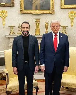 Nayib Bukele and Donald Trump standing side-by-side