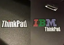 The ThinkPad logo used by Lenovo since 2007 (left) and the original IBM ThinkPad logo (right)