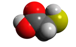 Space-filling model of thioglycolic acid