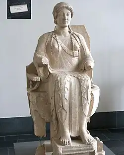 Enthroned Persephone, c. 460 BC, Taranto. A late example of the Archaic style.