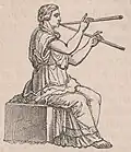 Tibi'cina (αὐλητρίς), female pipers, hired for "dinner parties and festive entertainments."[2]