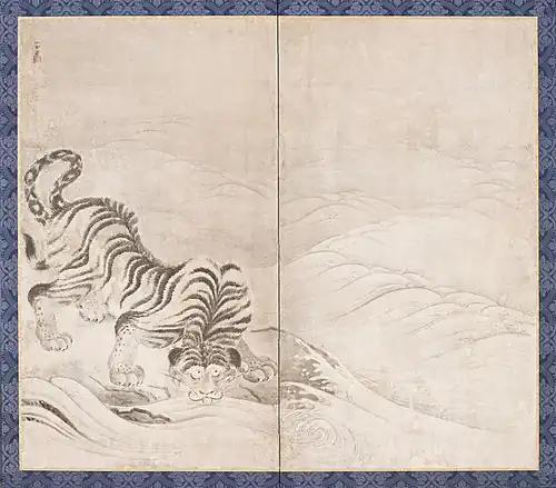 Tiger Drinking from a Raging River. Circa 1640.