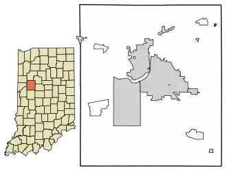 Location of Colburn in Tippecanoe County, Indiana.