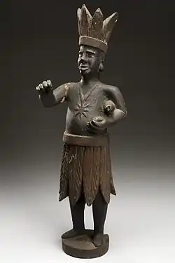 Cigar store Indian made c. 1750 and used to advertise a tobacconist's shop in England until 1900