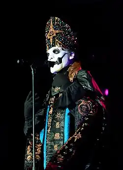 Forge performing with Ghost in his Papa Emeritus IV persona at Hellfest 2022