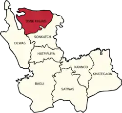 Tonk Khurd tehsil within Dewas district