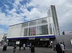 The newly completed London Underground entrance building at Tottenham Hale Station in 2022