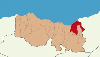 Map showing Of District in Trabzon Province