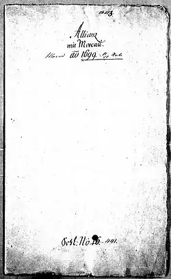 The first page of the treaty of Preobrazhenskoye