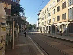 From the stop looking north